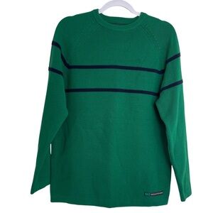 VTG Abercrombie Mens Green w/ Navy Stripe Preppy Sweater Crewneck Sz XL